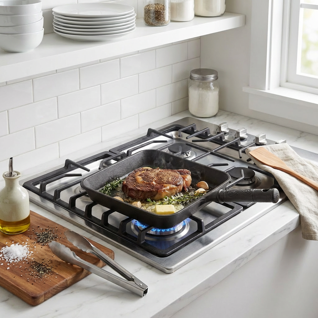 Pre-Seasoned Cast Iron Square Skillet Pan