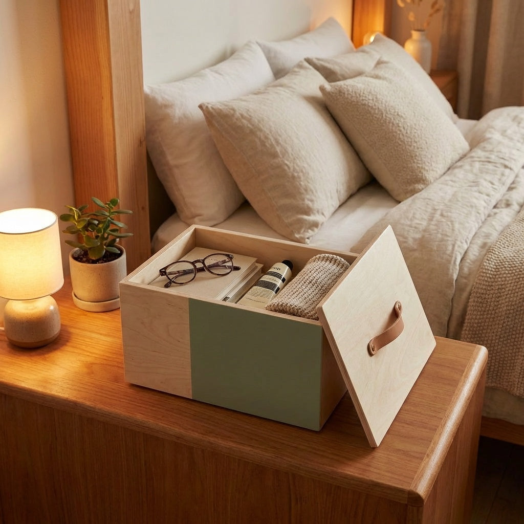 Modern Wooden Storage Box with Lid