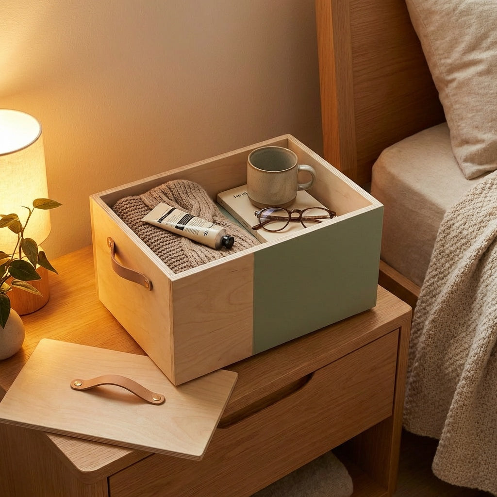 Modern Wooden Storage Box with Lid